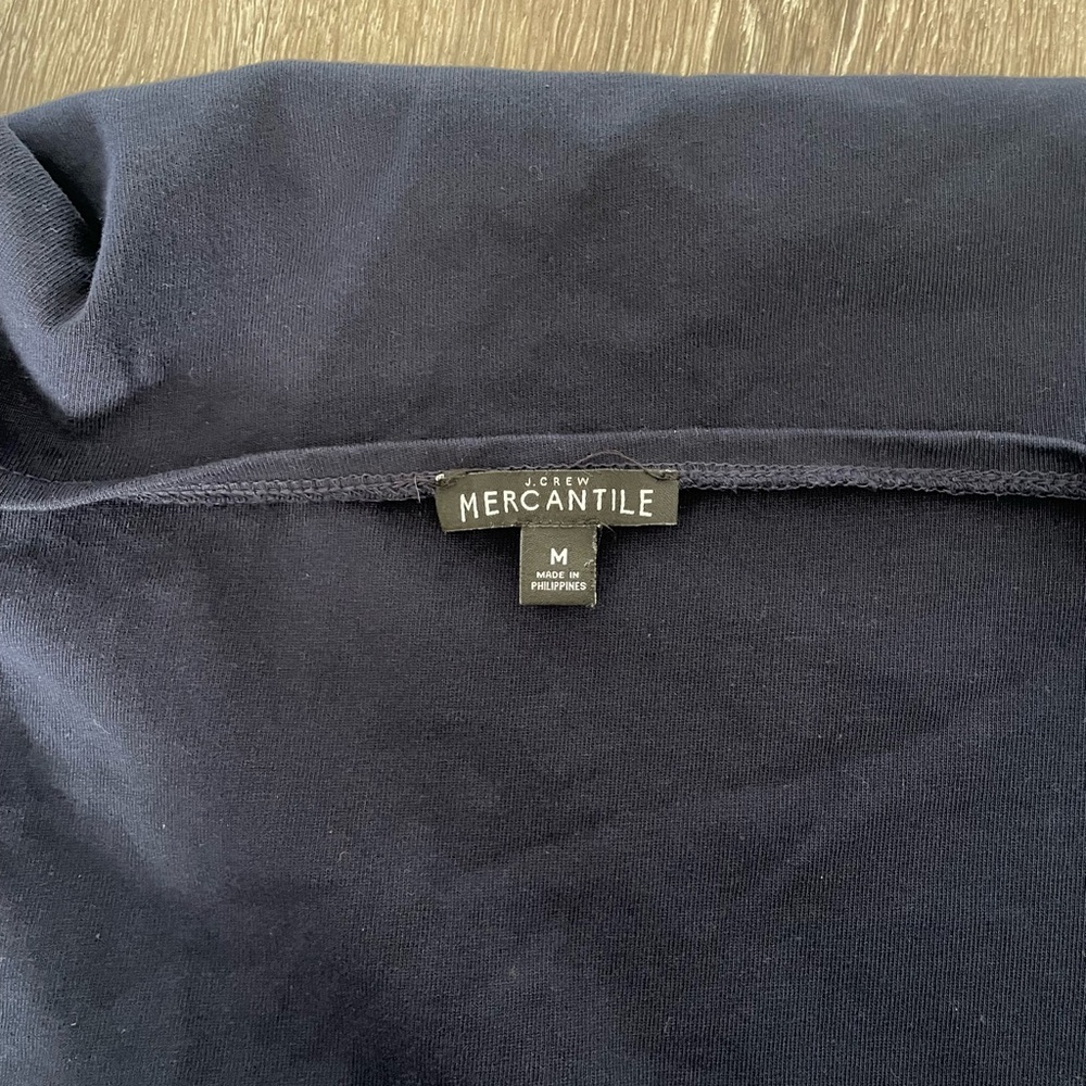 Navy Blue Women's Top with Checkered Cuffs - Picture 8 of 10